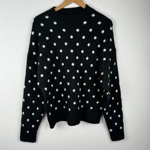 H&M Black/White Polka Dot Trendy Sweater Women’s Size S Wool Content
